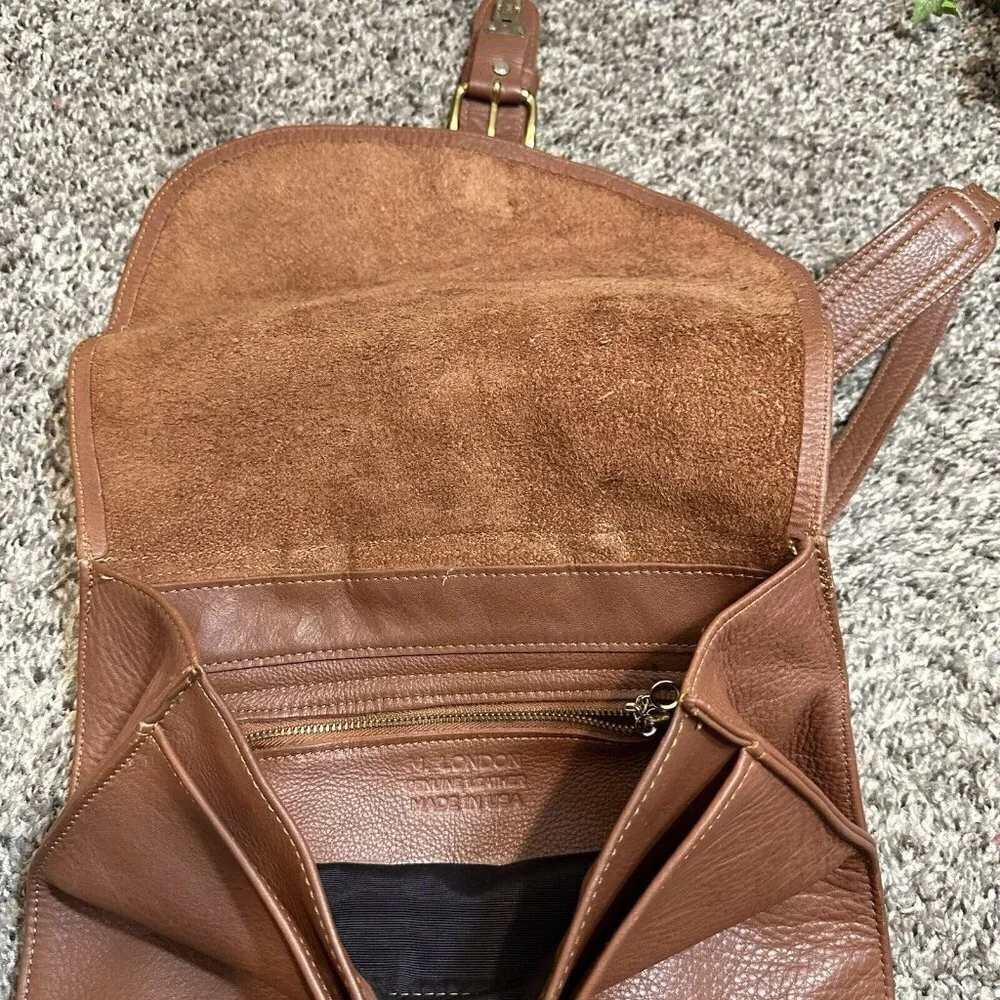 M. London Backpack Brown Pebbled Leather Adjustable Straps Vintage